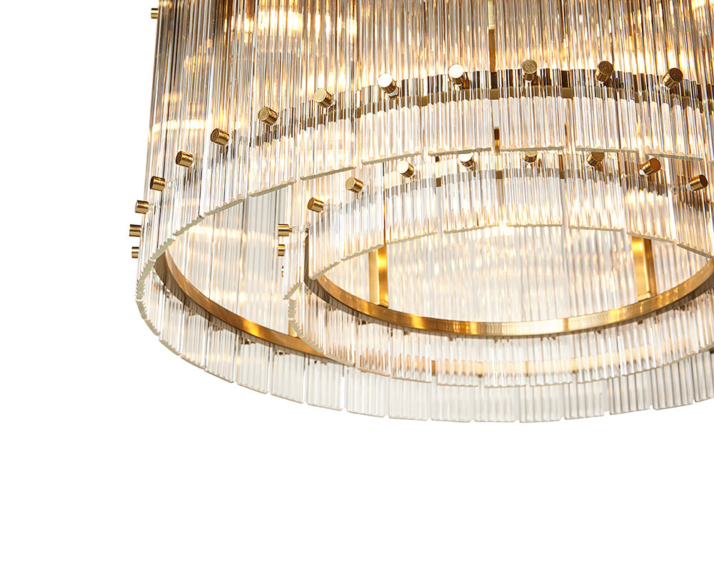 Kore Chandelier Small in clear fluted glass with brass