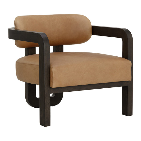 Madrone Upholstered Lounge Chair in Brown, ludlow sesame leather
