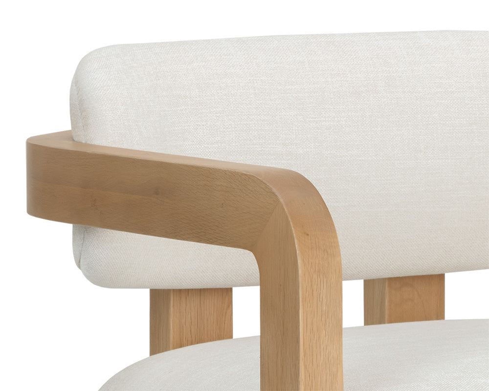 Madrone Upholstered Lounge Chair in Rustic Oak, dimensions