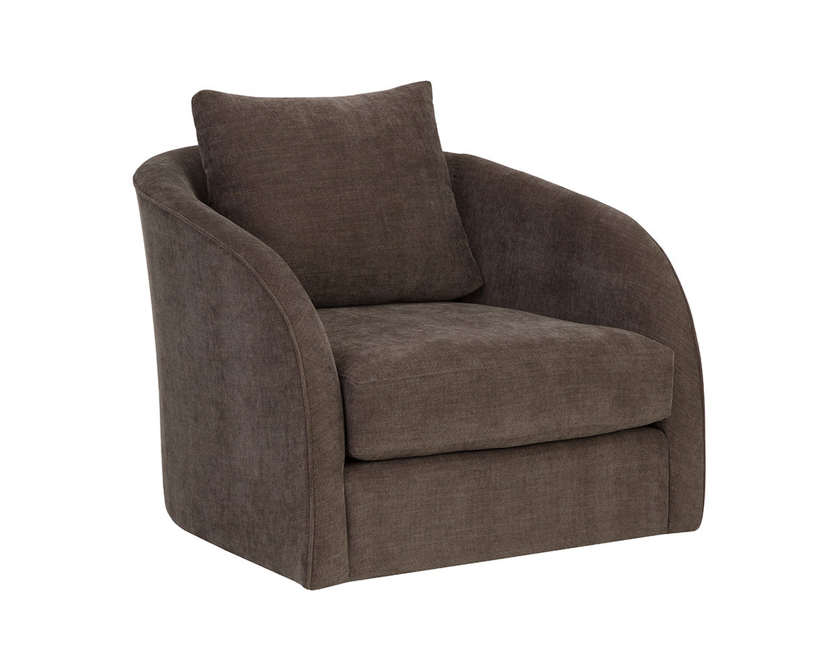 Wexford Swivel Lounge Chair Rika Chocolate, closeup
