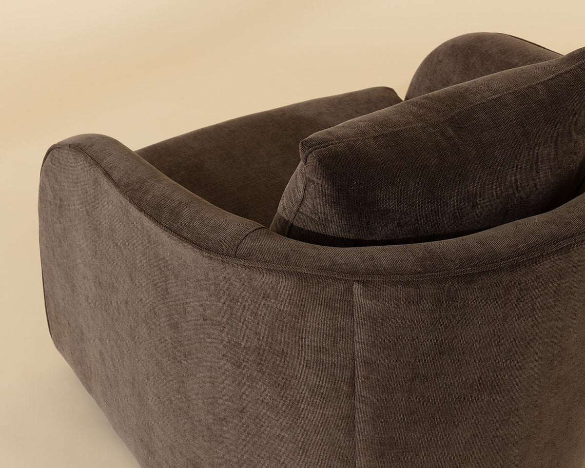 Wexford Swivel Lounge Chair Rika Chocolate, back view