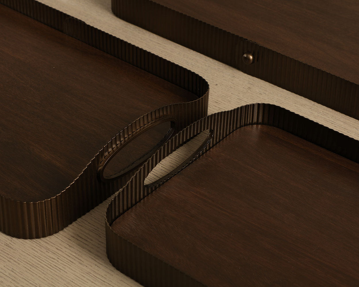 Sumatra Wood Tray Set of 3 — styled view