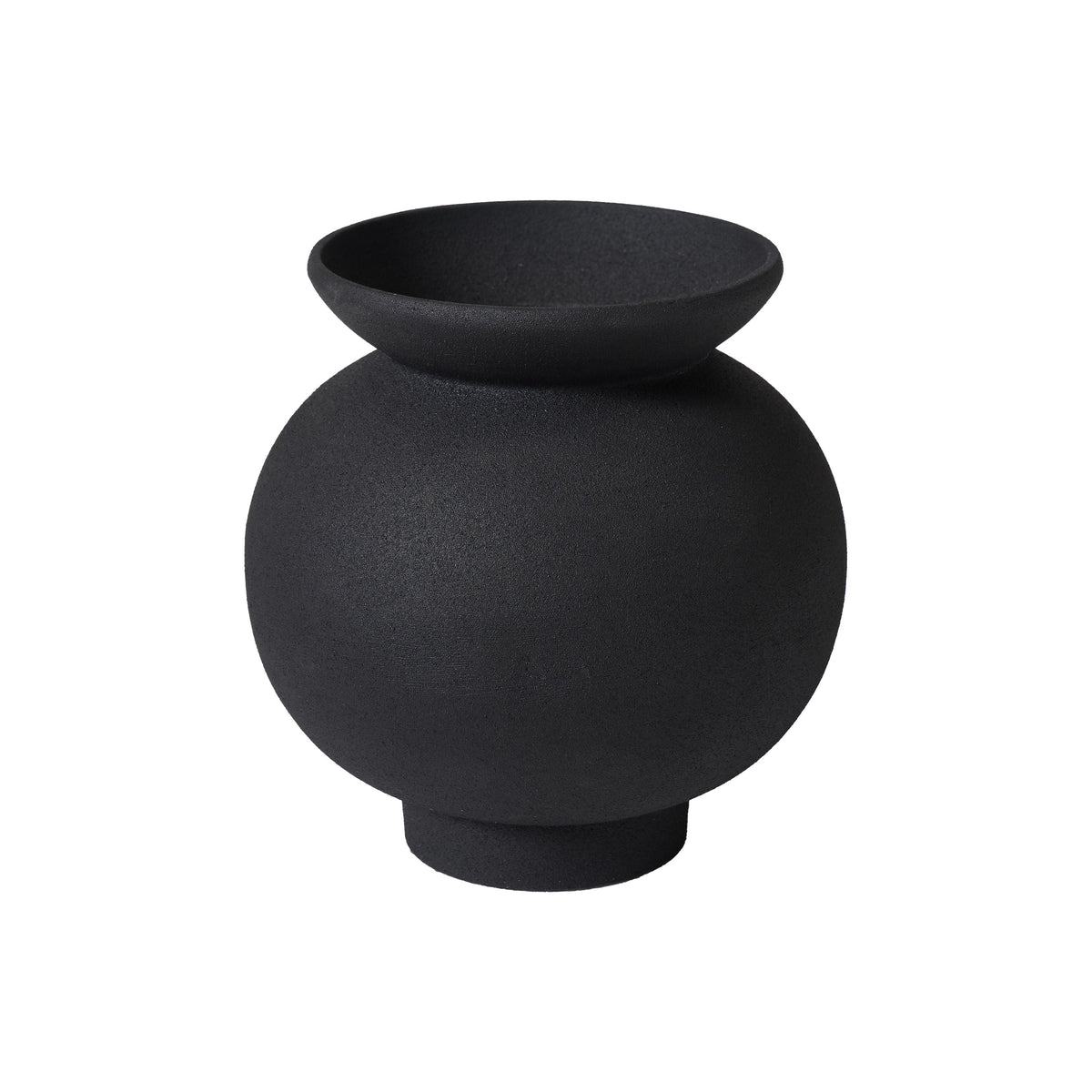 Cadiz vase by Renwil, cast aluminum, textured matte black