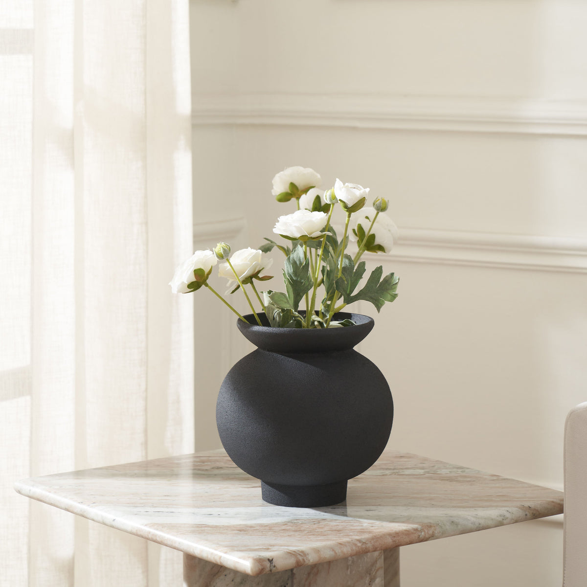 Cadiz vase by Renwil, cast aluminum, textured matte black