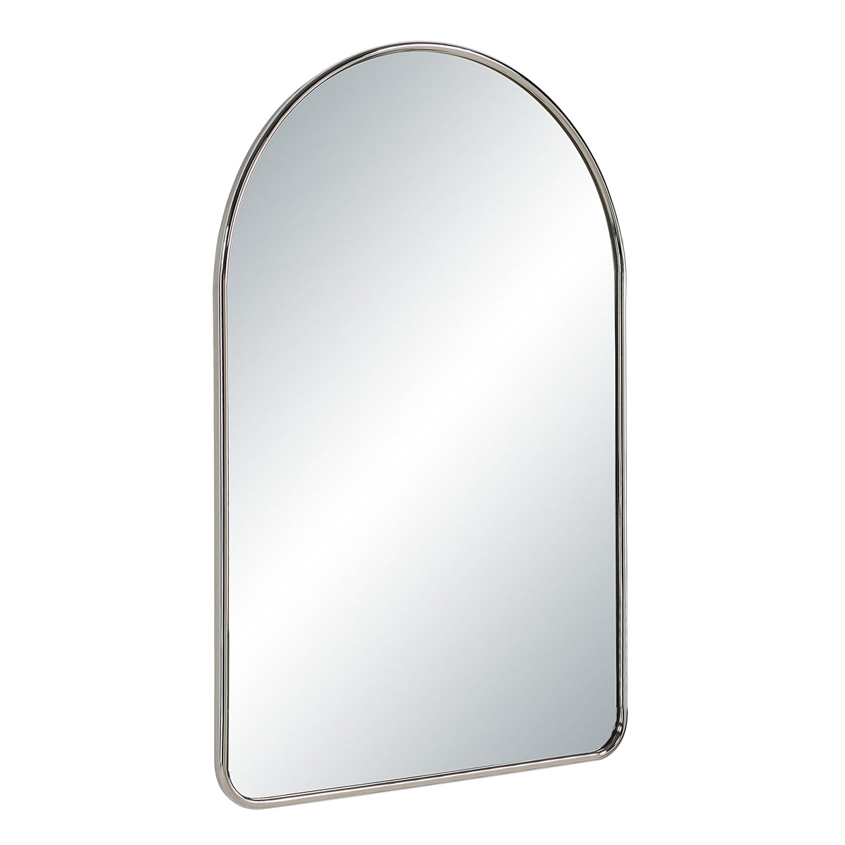 Cassis wall mirror by Renwil, extruded aluminum, polished nickel finish