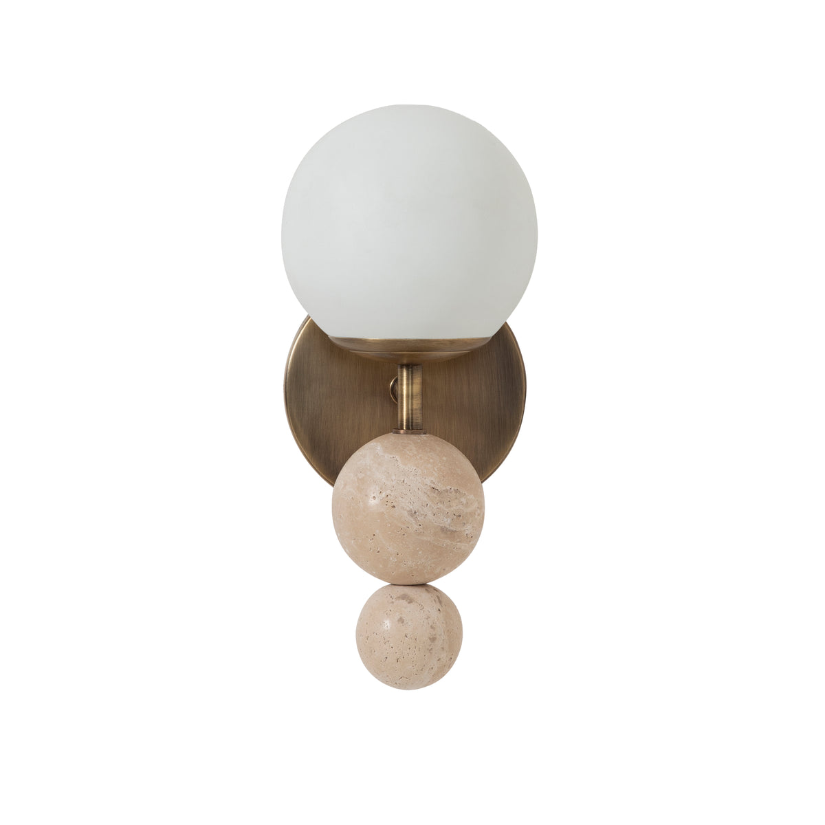 Celestia wall sconce by Renwil, travertine, matte antique brass finish