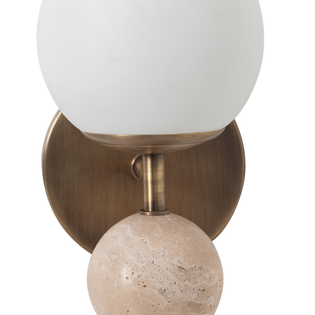 Celestia wall sconce by Renwil, travertine, matte antique brass finish