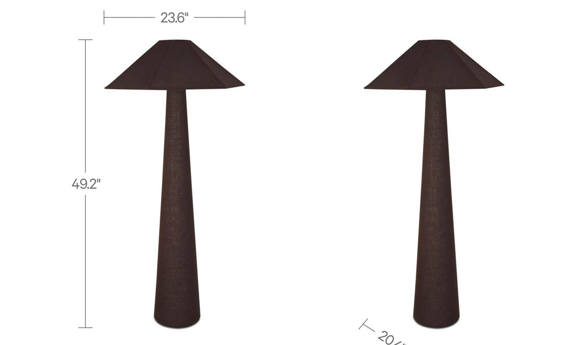 Gigi floor lamp by Moe's Home Collection, dark brown ceramic base, tapered shade