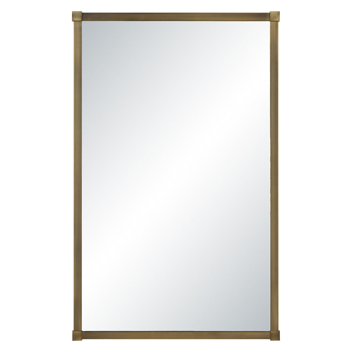 Khaya wall mirror by Renwil, iron, dark antique brushed brass finish