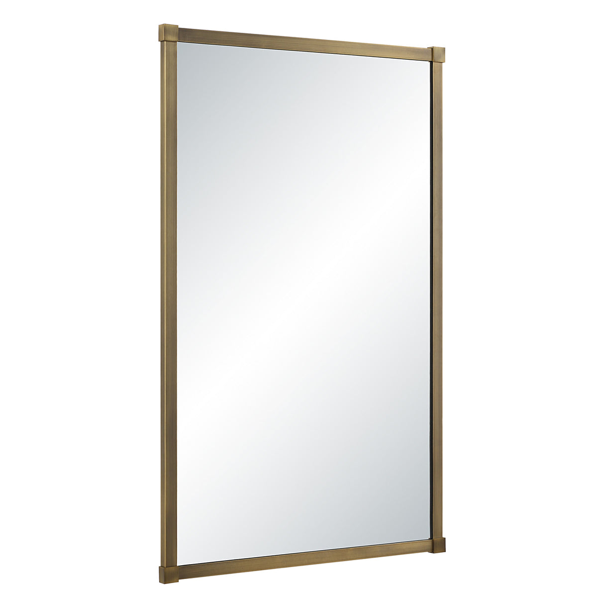 Khaya wall mirror by Renwil, iron, dark antique brushed brass finish