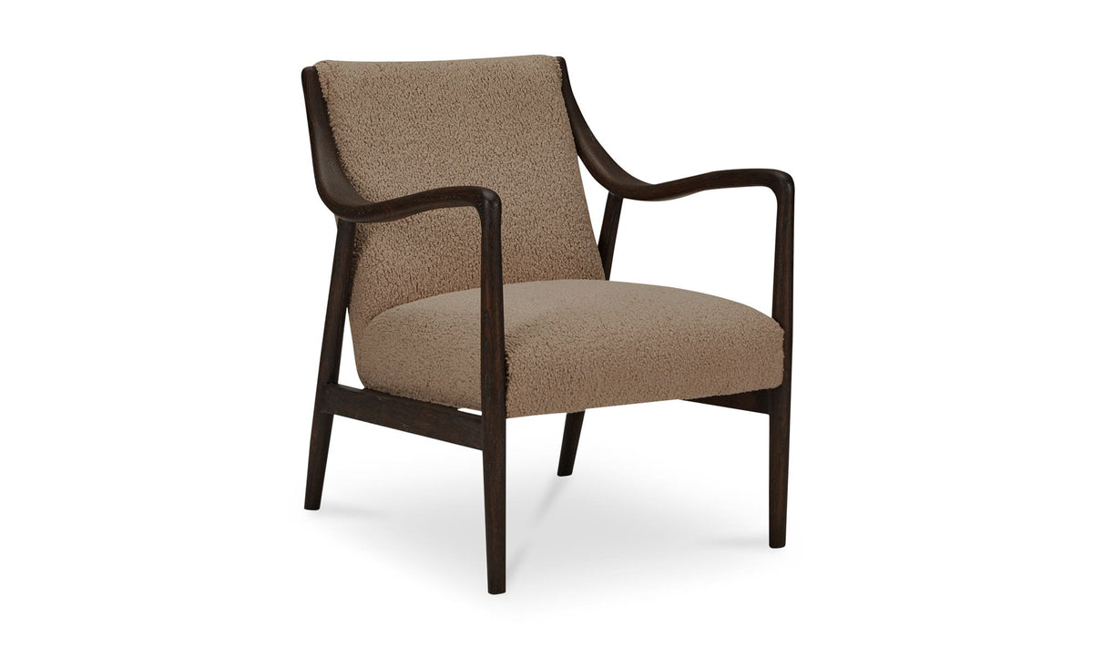 Yates Accent Chair beige faux shearling, closeup