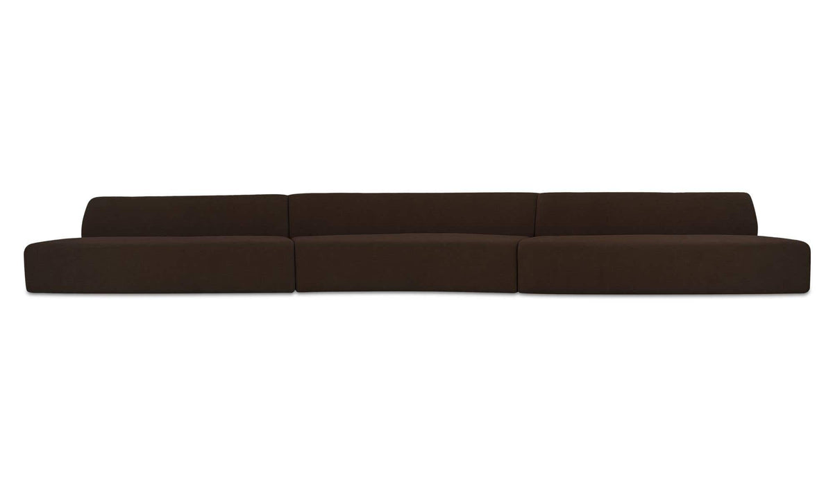 Naomi 3 Piece Wave Modular Sectional Dark Brown