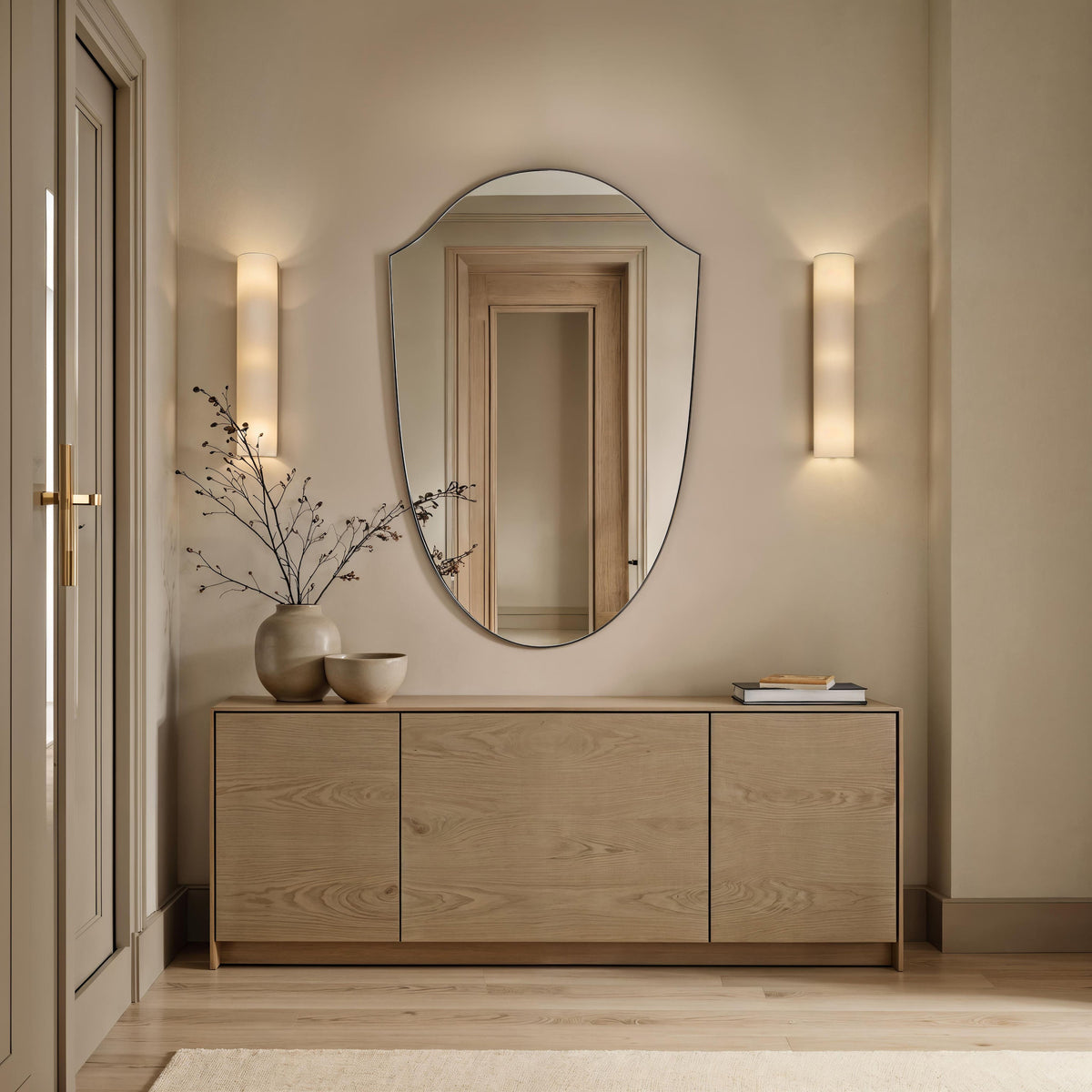 Reims wall mirror by Renwil, stainless steel, brass finish