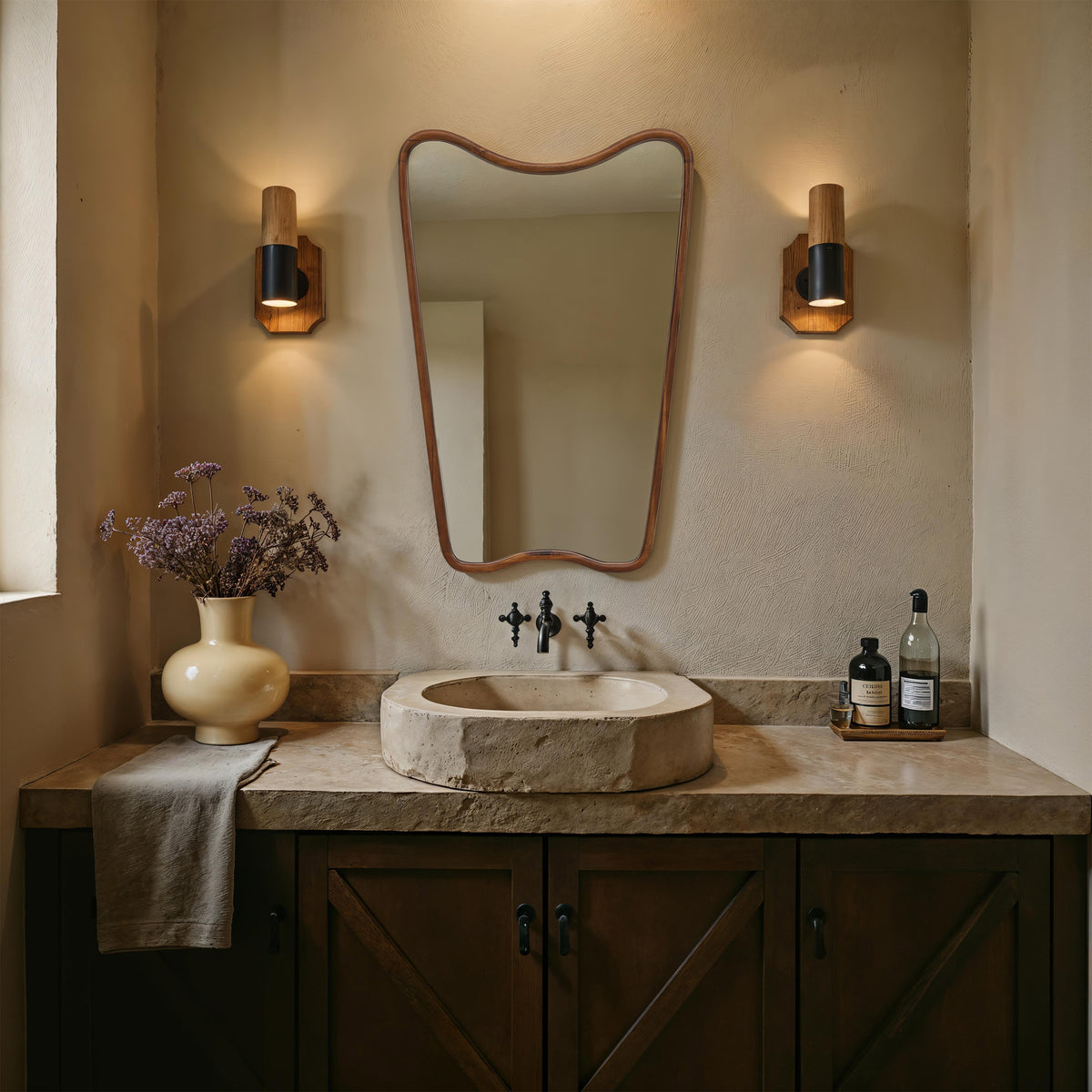 Reverie wall mirror by Renwil, wood, walnut finish