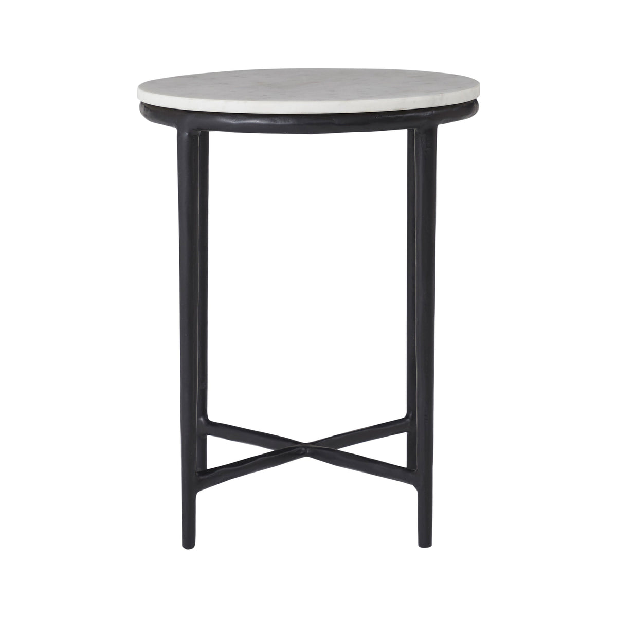 Veroia accent table by Renwil, banswara marble, cast aluminum base