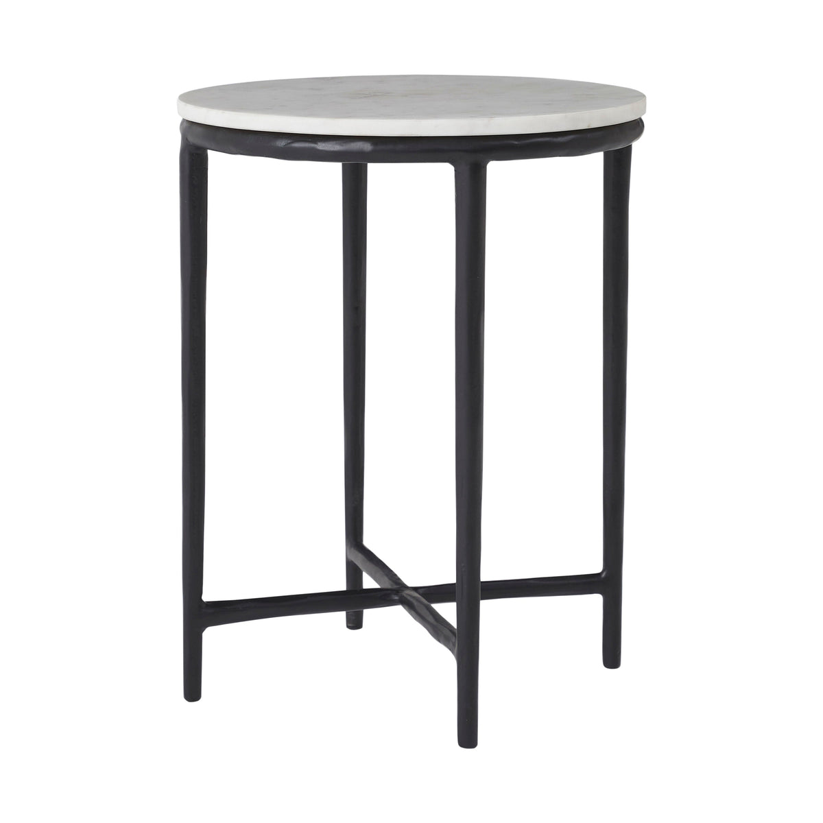 Veroia accent table by Renwil, banswara marble, cast aluminum base