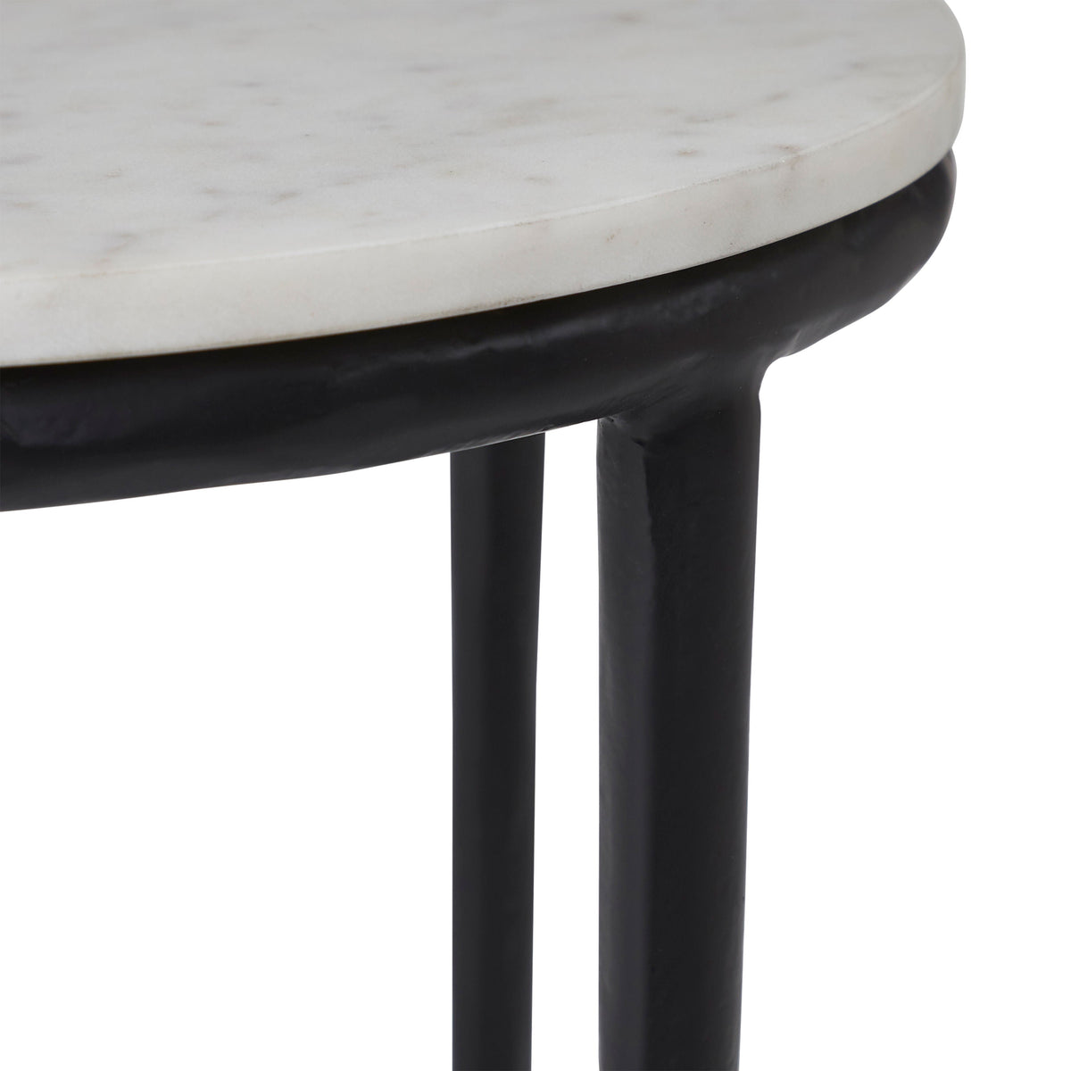 Veroia accent table by Renwil, banswara marble, cast aluminum base