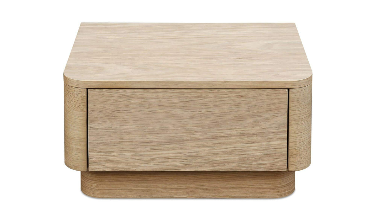 Round Off Small Nightstand Light Oak Brown Oak