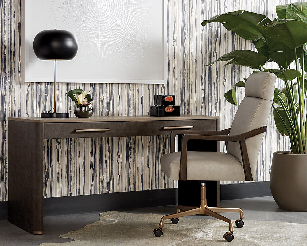 Collin Office Chair in Saloon Light Grey leather