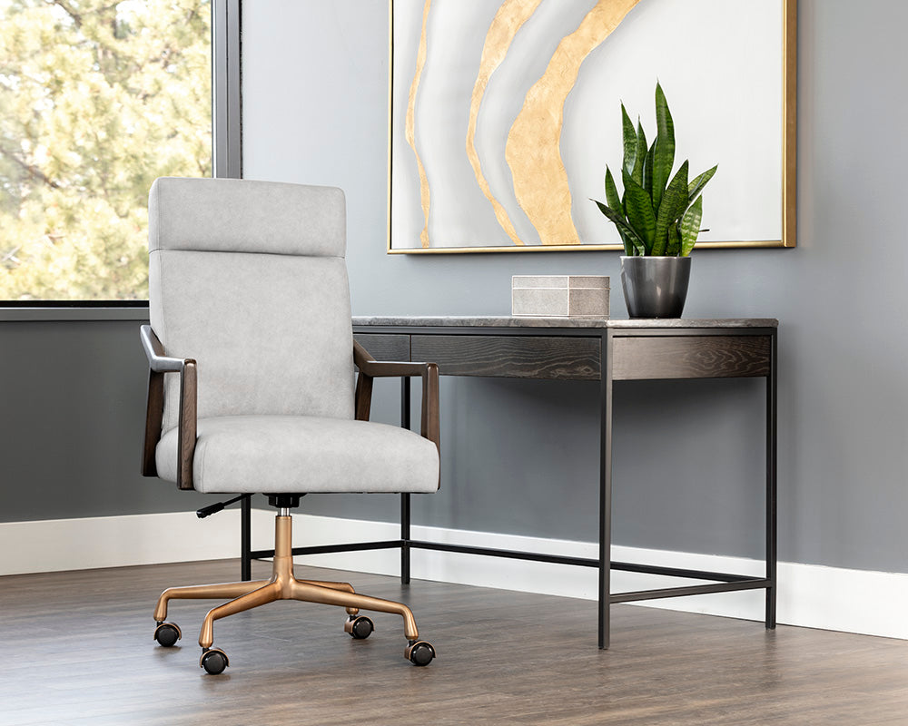 Collin Office Chair in Saloon Light Grey leather