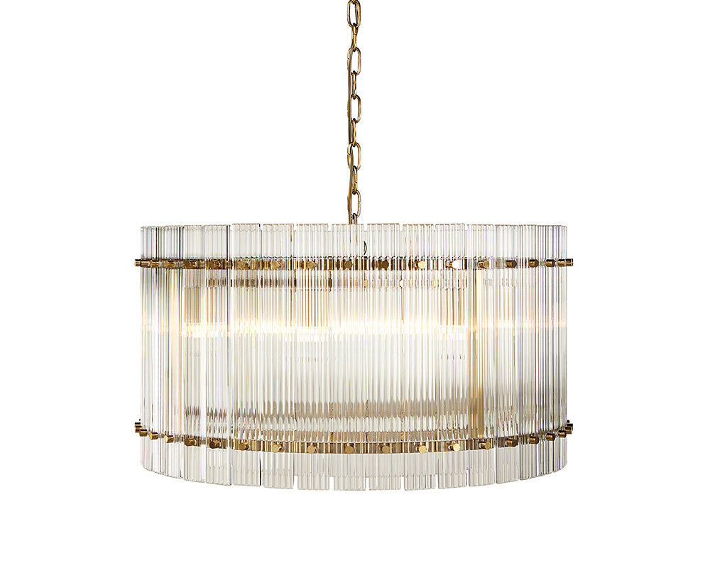 Kore Chandelier Small in clear fluted glass with brass
