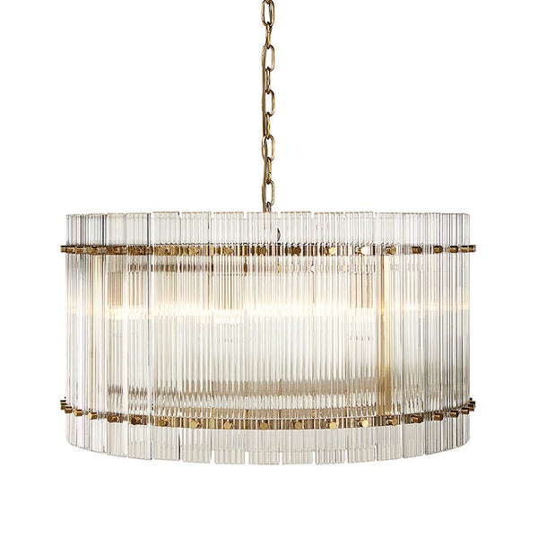 Kore Chandelier Small in clear fluted glass with brass