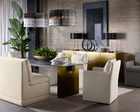 Kore Chandelier Small in smoke grey fluted glass with nickel