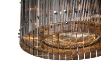 Kore Chandelier Small in smoke grey fluted glass with nickel