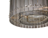 Kore Chandelier Small in smoke grey fluted glass with nickel