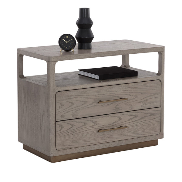 Danette Nightstand in greige oak veneer