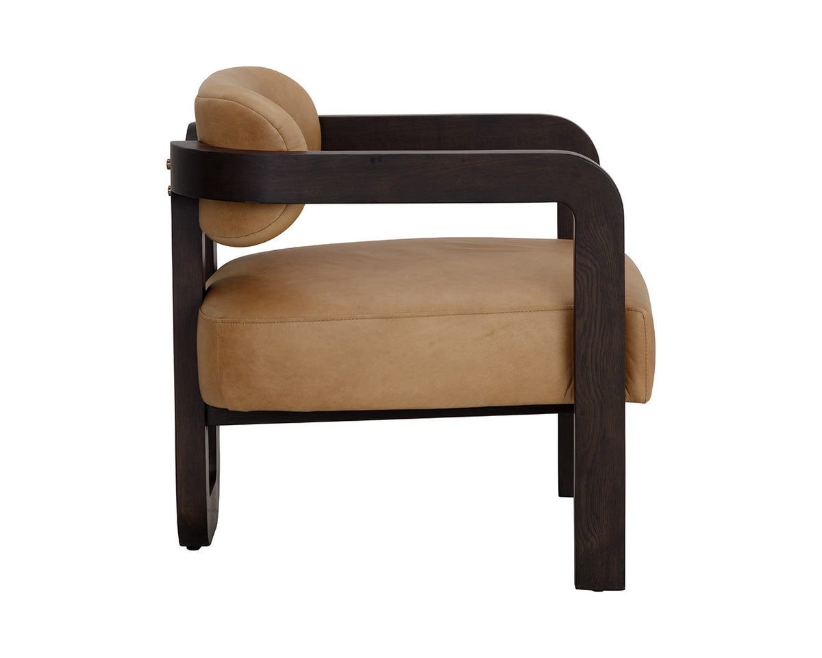 Madrone Upholstered Lounge Chair in Brown, angle view