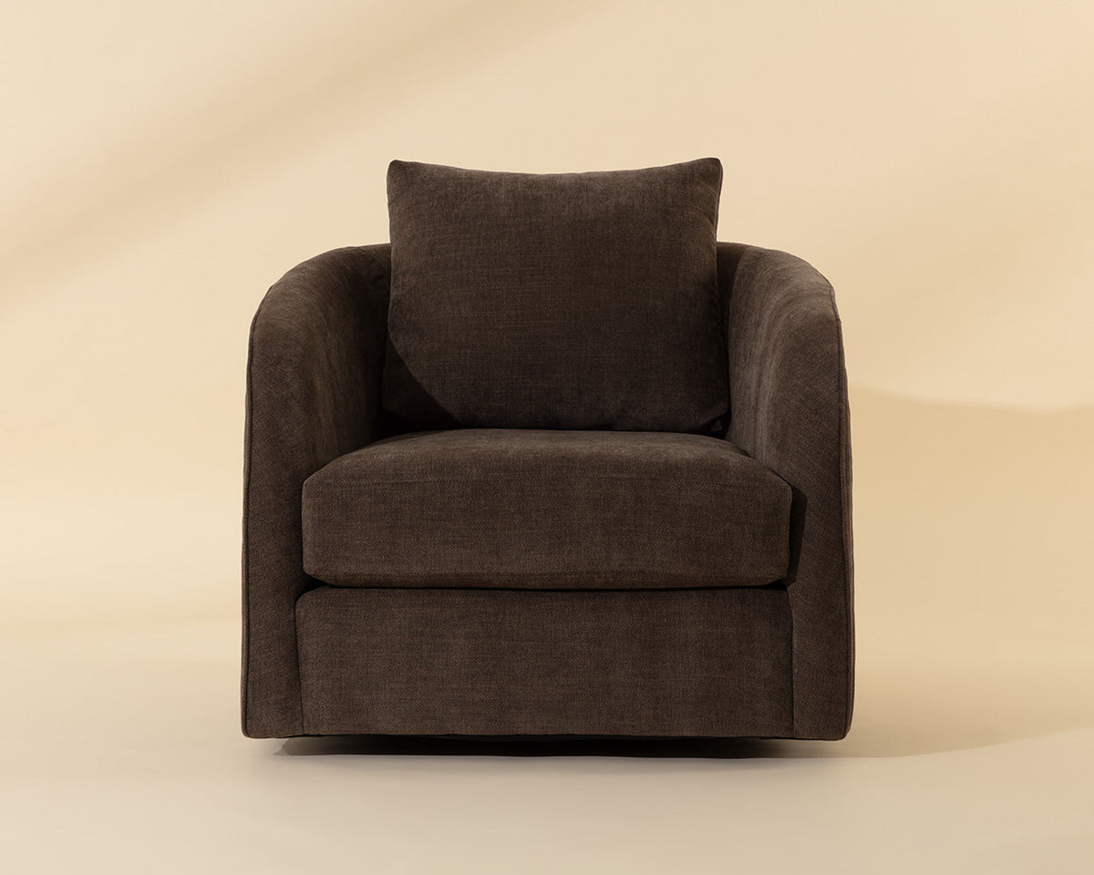 Wexford Swivel Lounge Chair Rika Chocolate, side view