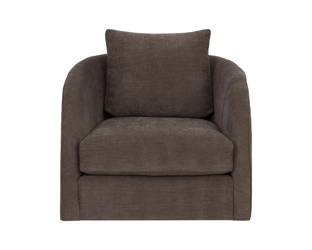 Wexford Swivel Lounge Chair Rika Chocolate, closeup