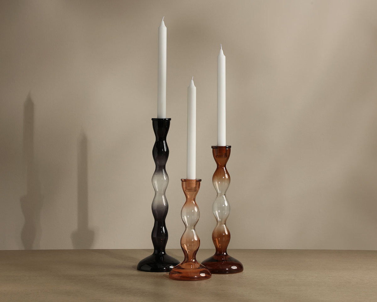 Ladies Glass Candle Holders — detail view
