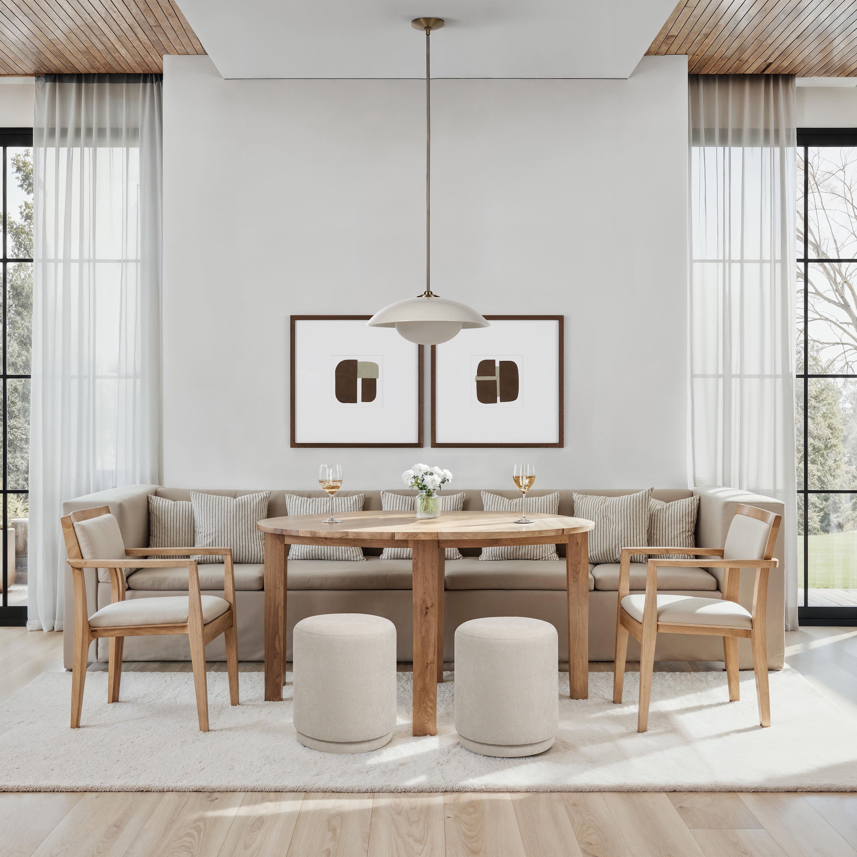 Abbie ceiling fixture by Renwil, ceramic, off-white crackle, hand-finished