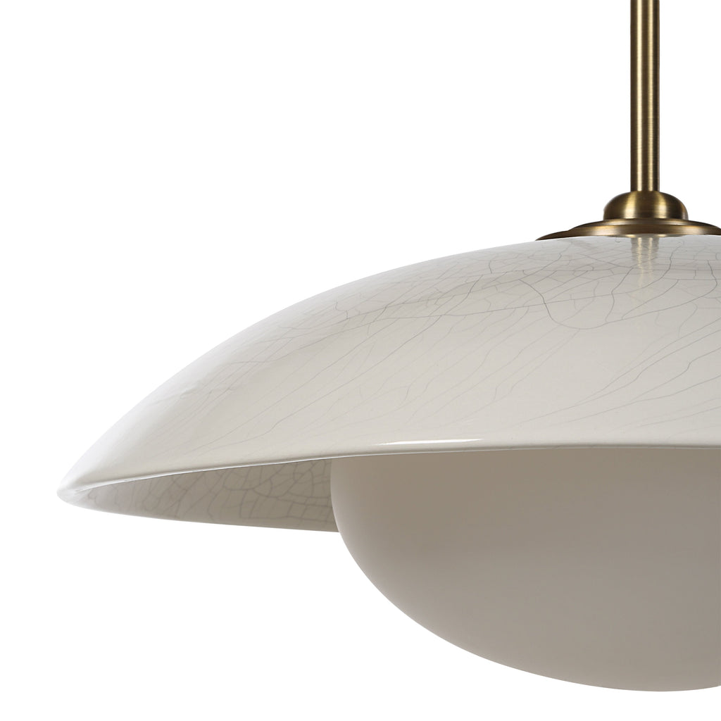 Abbie ceiling fixture by Renwil, ceramic, off-white crackle, hand-finished