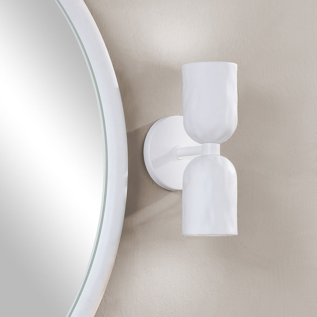 Akira wall sconce by Renwil, ceramic, off-white, hand-finished