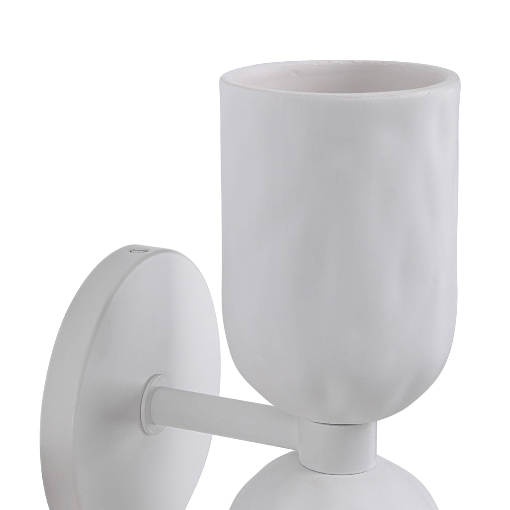 Akira wall sconce by Renwil, ceramic, off-white, hand-finished