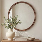 Alcott large round wall mirror by Moe's Home Collection, solid wood, hand-rubbed oil finish