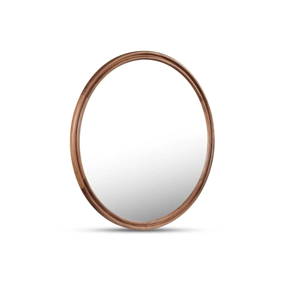 Alcott large round wall mirror by Moe's Home Collection, solid wood, hand-rubbed oil finish