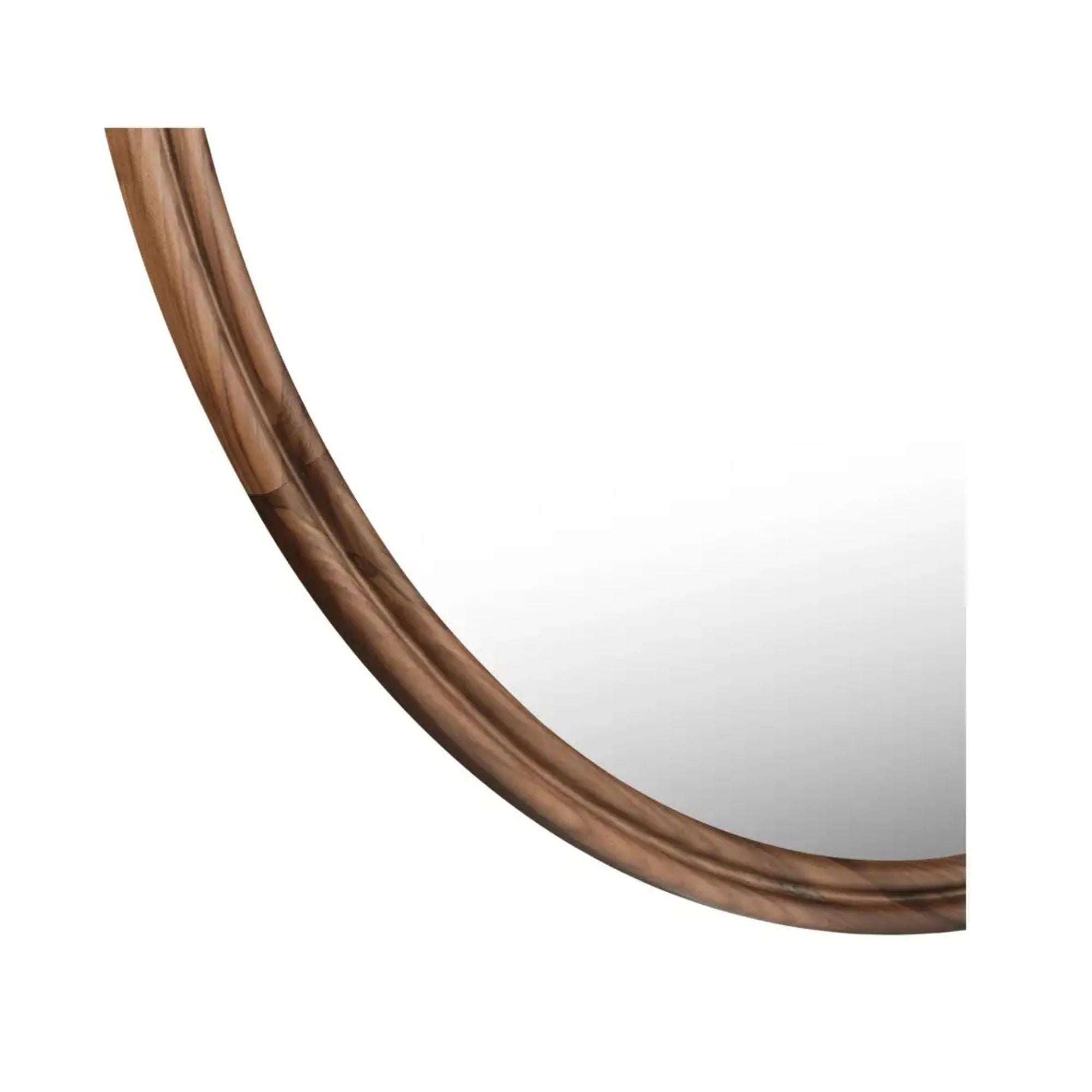 Alcott large round wall mirror by Moe's Home Collection, solid wood, hand-rubbed oil finish