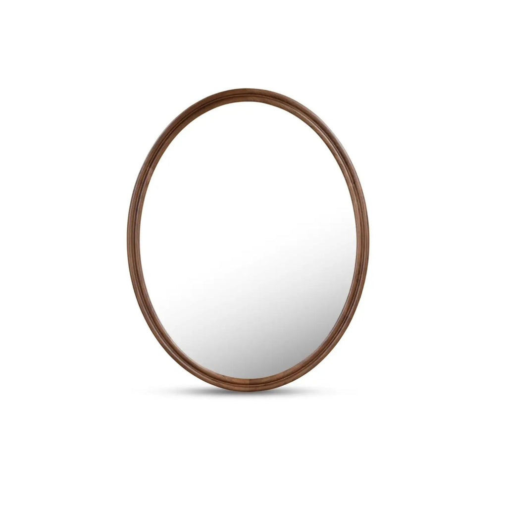Alcott oval wall mirror by Moe's Home Collection, solid walnut, hand-rubbed oil finish