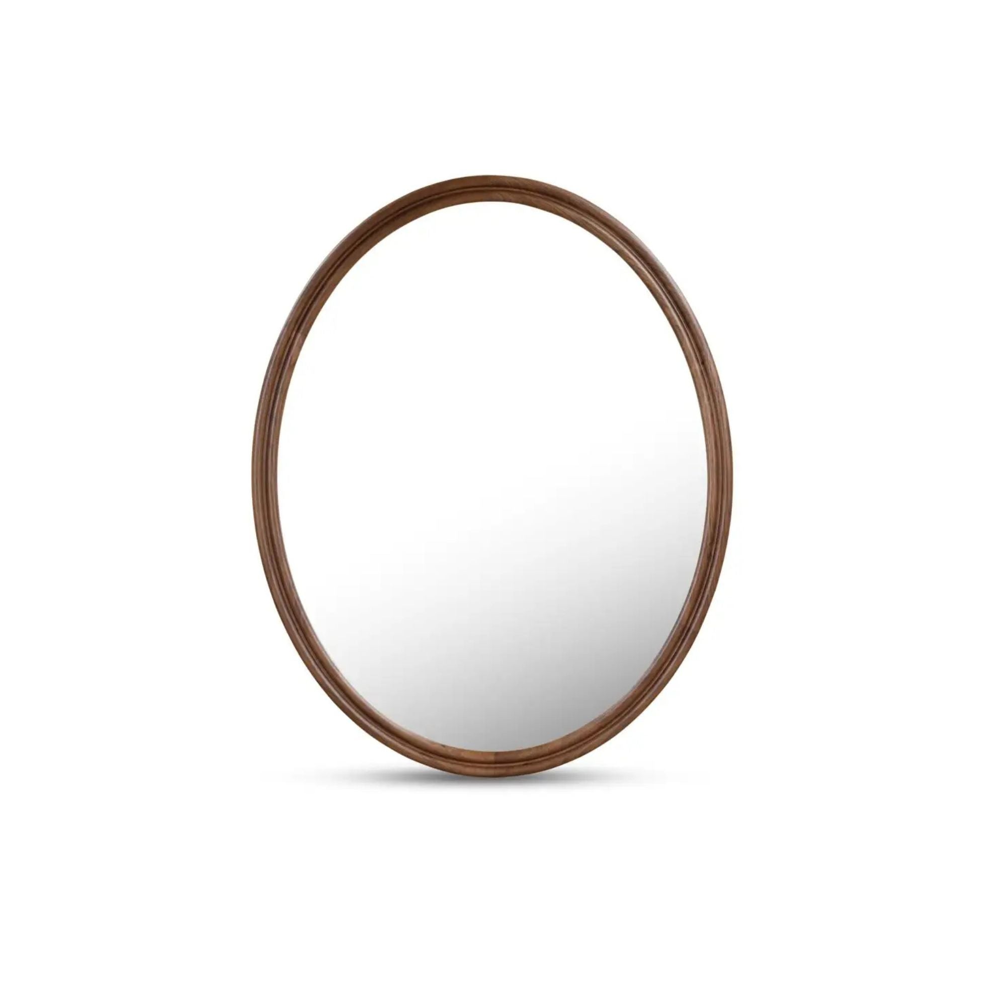 Alcott oval wall mirror by Moe's Home Collection, solid walnut, hand-rubbed oil finish