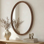 Alcott oval wall mirror by Moe's Home Collection, solid walnut, hand-rubbed oil finish