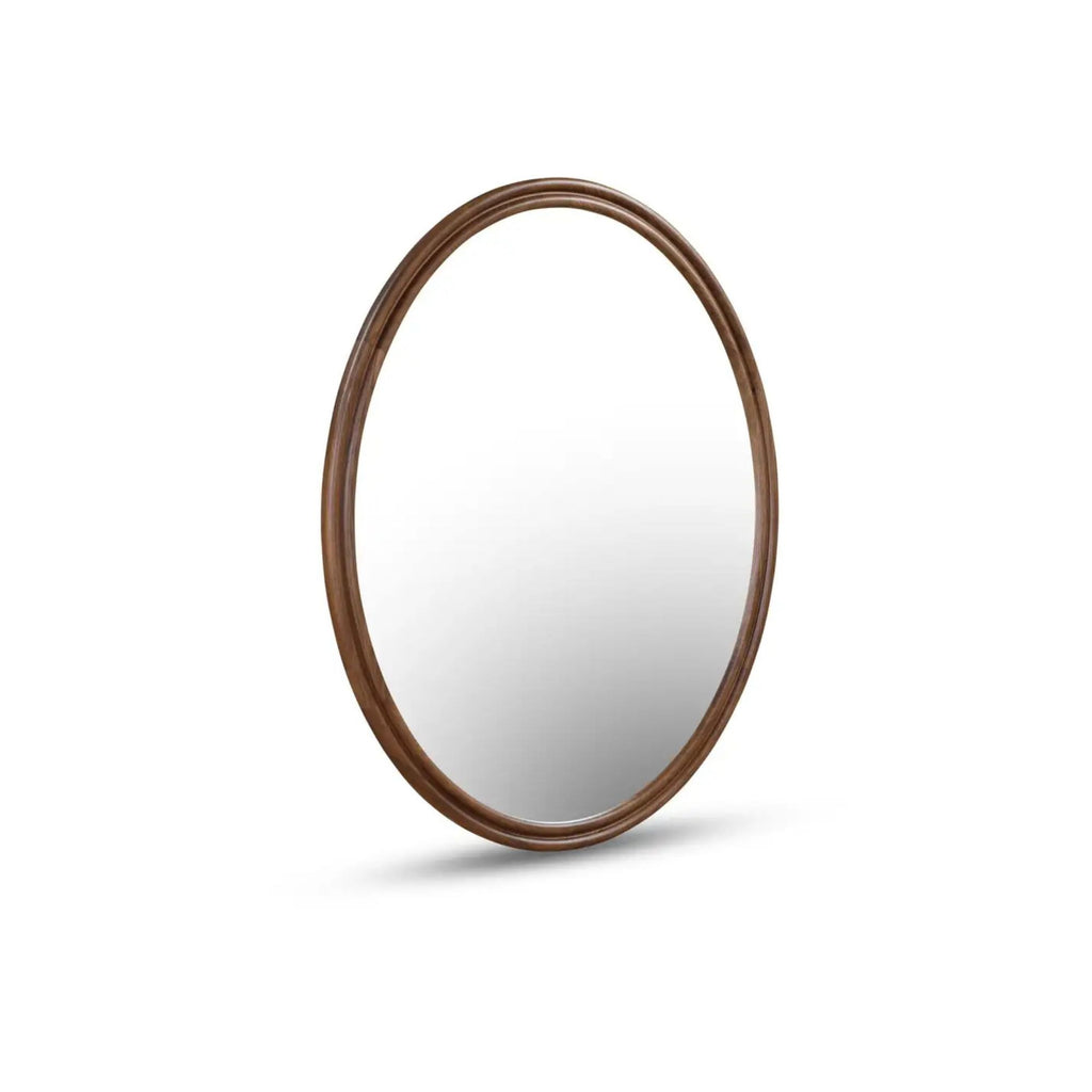 Alcott oval wall mirror by Moe's Home Collection, solid walnut, hand-rubbed oil finish