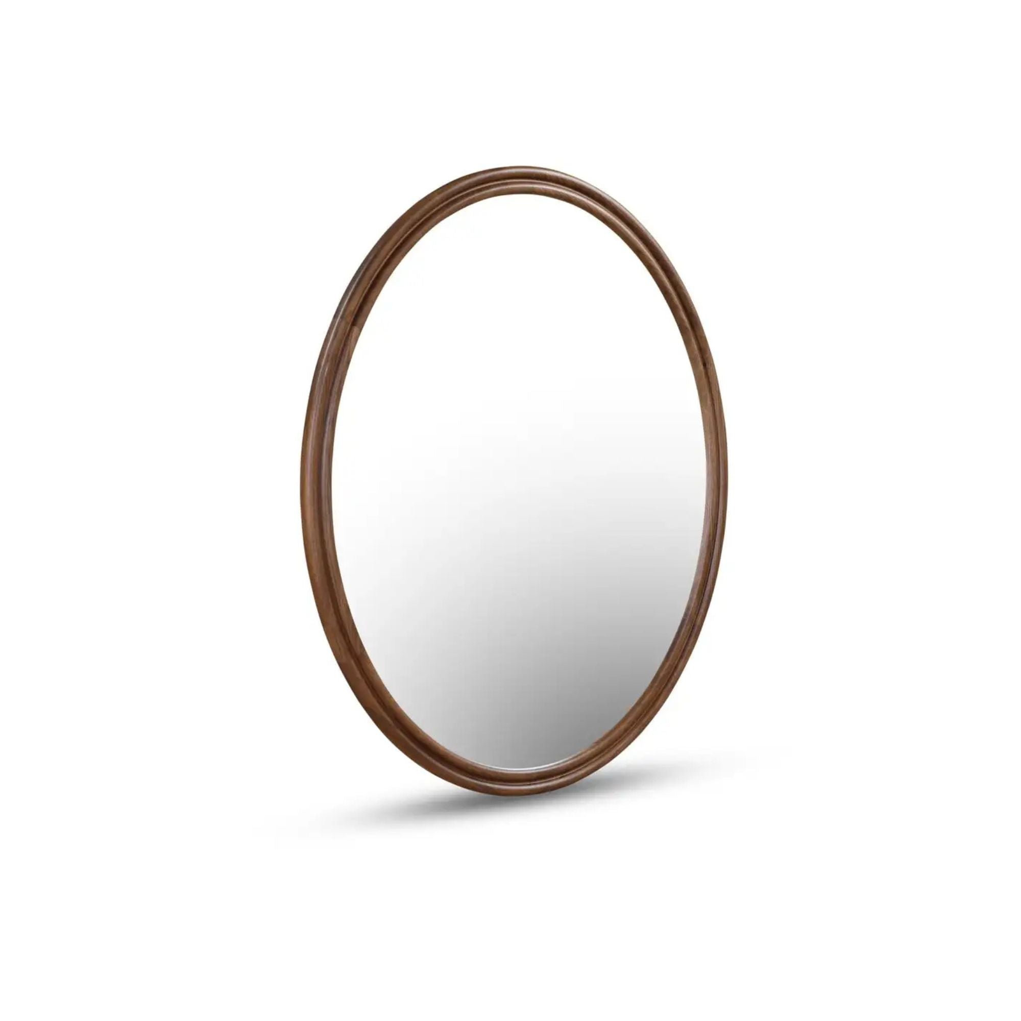 Alcott oval wall mirror by Moe's Home Collection, solid walnut, hand-rubbed oil finish