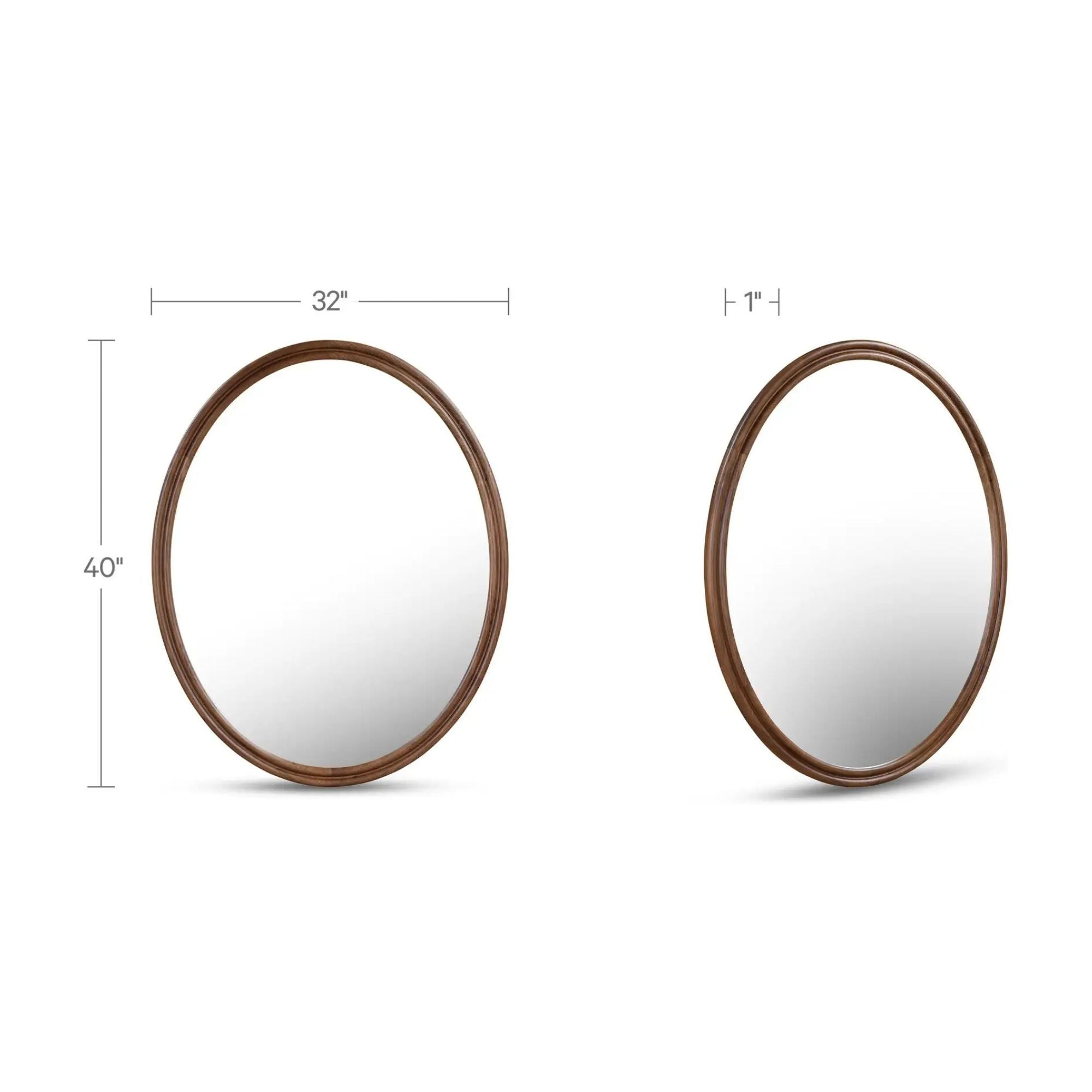 Alcott oval wall mirror by Moe's Home Collection, solid walnut, hand-rubbed oil finish