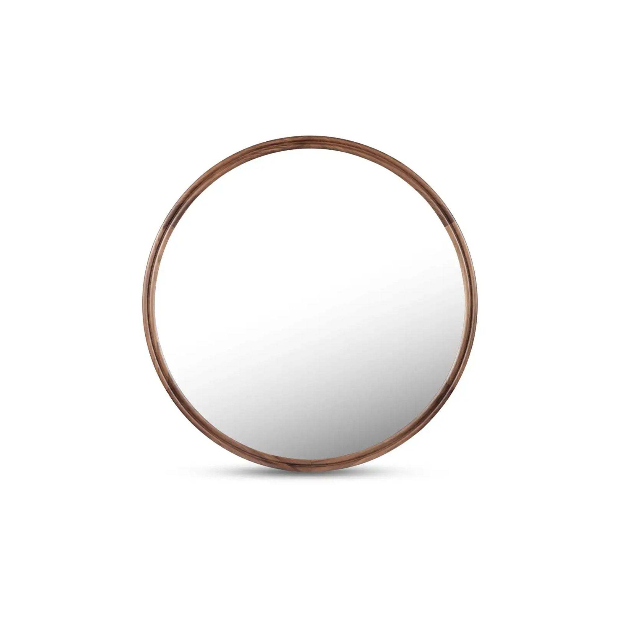 Alcott small round wall mirror by Moe's Home Collection, solid wood, hand-rubbed oil finish
