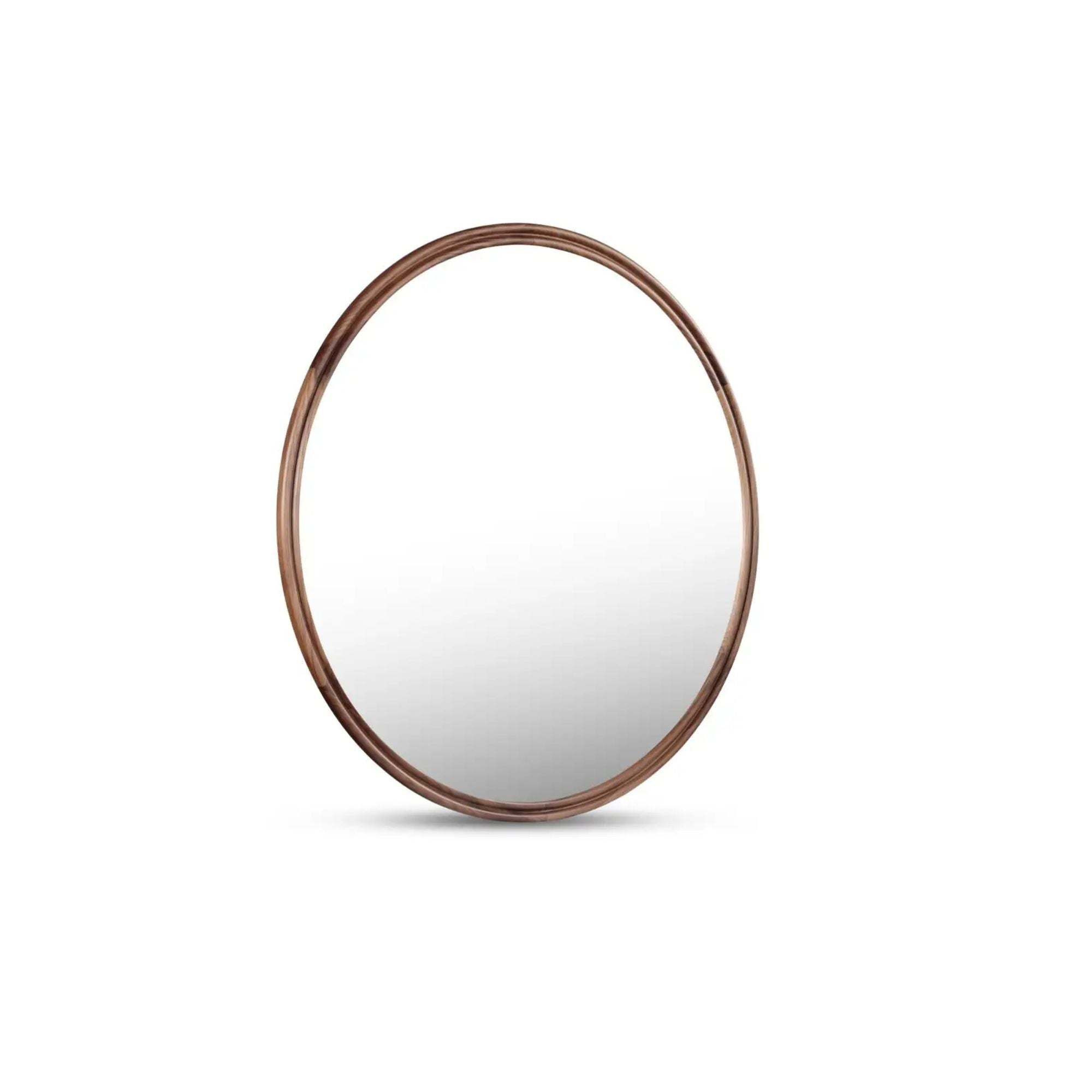 Alcott small round wall mirror by Moe's Home Collection, solid wood, hand-rubbed oil finish