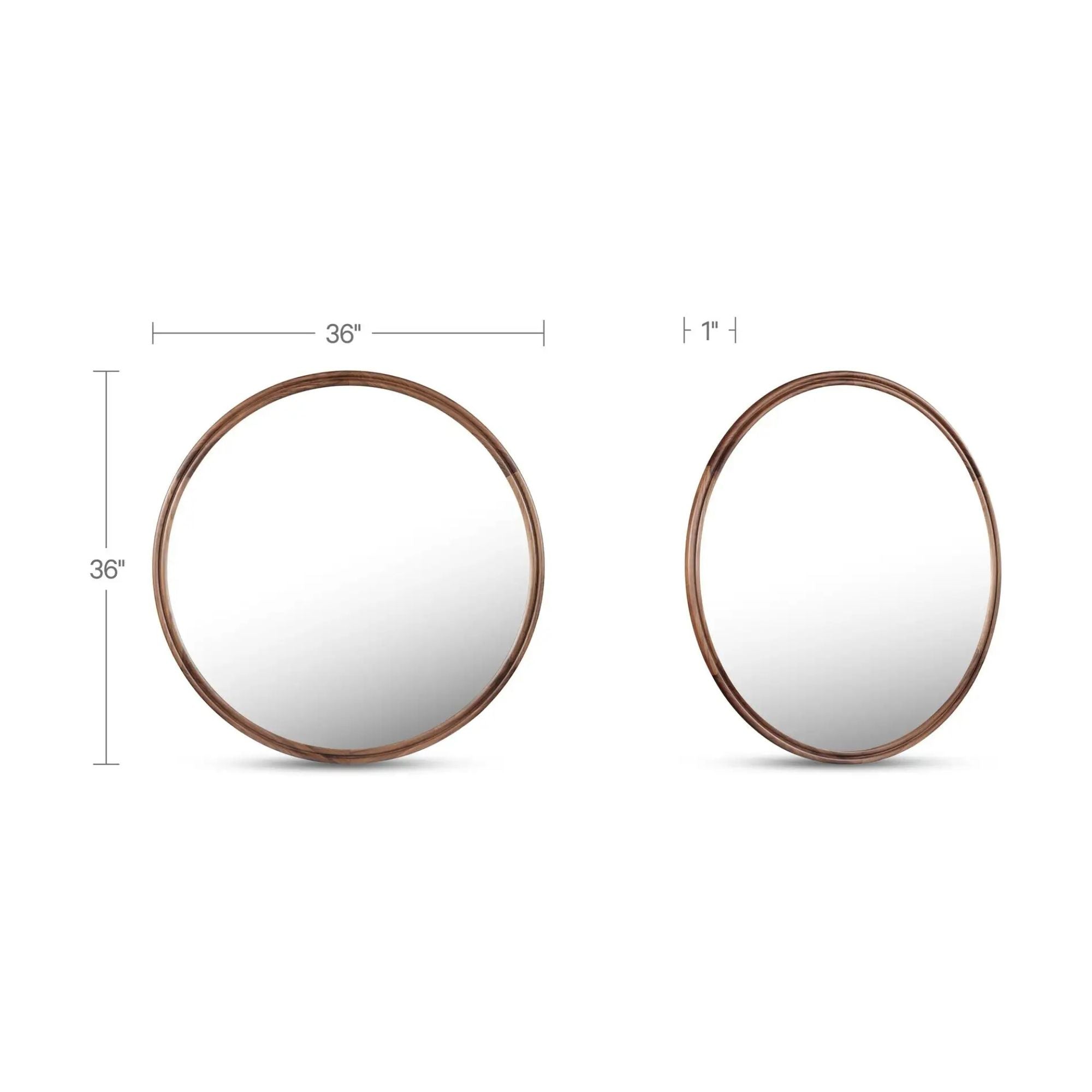 Alcott small round wall mirror by Moe's Home Collection, solid wood, hand-rubbed oil finish